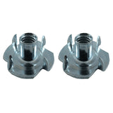 2 Pack #10-24 Steel 4 Prong Tee Nuts