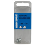 2 Pack #8-32 Zinc Plated Acorn Nuts