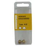 2 Pack #6-32 Brass Acorn Nuts