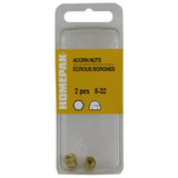 2 Pack #8-32 Brass Acorn Nuts