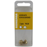 2 Pack #10-24 Brass Acorn Nuts