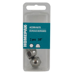 2 Pack #3/8-16 18.8 Stainless Steel Acorn Nuts