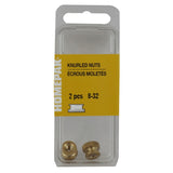 2 Pack #8-32 Brass Knurled Nuts