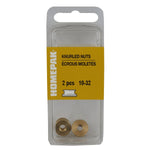 2 Pack #10-32 Brass Knurled Nuts