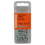 10 Pack #12 x 1/2" Pan Head Socket Zinc Plated Tap Screws