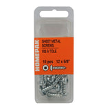 10 Pack #12 x 5/8" Pan Head Socket Zinc Plated Tap Screws
