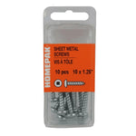 10 Pack #10 x 1-1/4" Pan Head Socket Zinc Plated Tap Screws