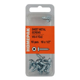 10 Pack #10 x 1/2" Pan Head Socket Zinc Plated Tap Screws