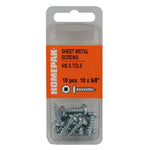 10 Pack #10 x 5/8" Pan Head Socket Zinc Plated Tap Screws