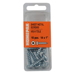 10 Pack #14 x 1" Pan Head Socket Zinc Plated Tap Screws