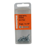 10 Pack #6 x 1/2" Pan Head Socket Zinc Plated Tap Screws