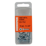 10 Pack #8 x 3/4" Pan Head Socket Zinc Plated Tap Screws