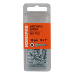 10 Pack #10 x 1" Pan Head Socket Zinc Plated Tap Screws
