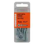 10 Pack #12 x 1" Pan Head Socket Zinc Plated Tap Screws