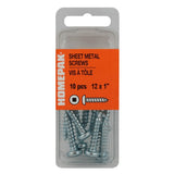 10 Pack #12 x 1" Pan Head Socket Zinc Plated Tap Screws