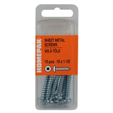 10 Pack #10 x 1-1/2" Pan Head Socket Zinc Plated Tap Screws