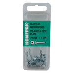 10 Pack #7 x 3/4" Flat Head Socket Zinc Plated Wood Screws