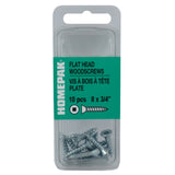 10 Pack #8 x 3/4" Flat Head Socket Zinc Plated Wood Screws