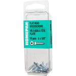 10 Pack #5 x 5/8" Flat Head Socket Zinc Plated Wood Screws