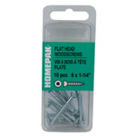10 Pack #6 x 1-1/4" Flat Head Socket Zinc Plated Wood Screws