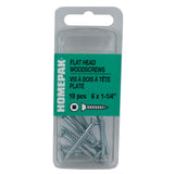 10 Pack #6 x 1-1/4" Flat Head Socket Zinc Plated Wood Screws