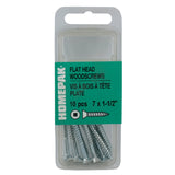 10 Pack #7 x 1-1/2" Flat Head Socket Zinc Plated Wood Screws