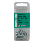 10 Pack #8 x 3/4" Zinc Plated Round Head Socket Wood Screws