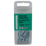 10 Pack #8 x 1" Zinc Plated Round Head Socket Wood Screws