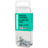 10 Pack #6 x 1/2" Zinc Plated Round Head Socket Wood Screws
