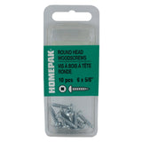 10 Pack #6 x 5/8" Zinc Plated Round Head Socket Wood Screws