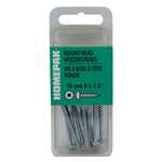 10 Pack #6 x 1-1/2" Zinc Plated Round Head Socket Wood Screws