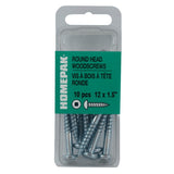 10 Pack #12 x 1-1/2" Zinc Plated Round Head Socket Wood Screws