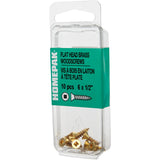 10 Pack #6 x 1/2" Flat Head Socket Brass Wood Screws