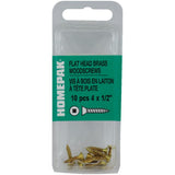 10 Pack #4 x 1/2" Flat Head Socket Brass Wood Screws