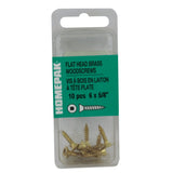 10 Pack #6 x 5/8" Flat Head Socket Brass Wood Screws