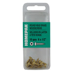 10 Pack #6 x 1/2" Round Head Socket Brass Wood Screws