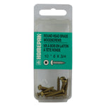 10 Pack #6 x 3/4" Round Head Socket Brass Wood Screws