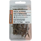 100 Pack #8 1-1/4" High Performance Tan Deck Screws