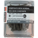 100 Pack #10 2-3/4" Dark Grey Composite Deck Screws