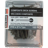 100 Pack #10 2-3/4" Dark Grey Composite Deck Screws