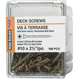 100 Pack #10 2-1/2" High Performance Tan Deck Screws