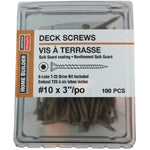 100 Pack #10 3" High Performance Tan Deck Screws