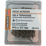 100 Pack #10 3-1/2" High Performance Tan Deck Screws