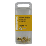 10 Pack #6 Plain Brass Finish Washers