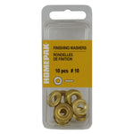 10 Pack #10 Plain Brass Finish Washers