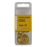 10 Pack 1/4" Plain Brass Finish Washers