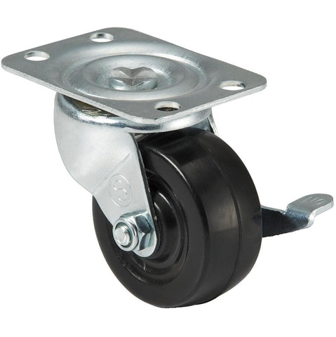 Shepherd Hardware 9509 2-Inch Rubber Swivel Plate Caster with Side Brake, 90-lb Load Capacity