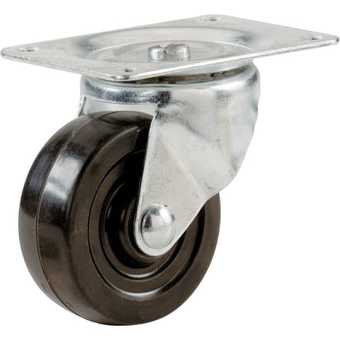 1-1/4" 30lb (14kg) Rubber Swivel Plate Caster