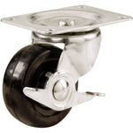 Shepherd Hardware 9788 5-Inch Rubber Swivel Plate Caster with Side Brake, 200-lb Load Capacity