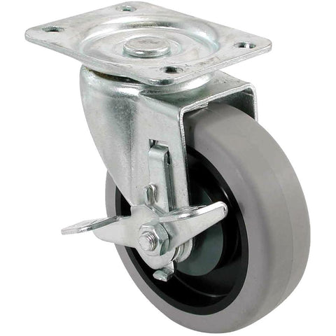 Shepherd Hardware 9736 400 Series 4-Inch Swivel Plate Caster, Rubber Wheel with Brake, 250-lb Load Capacity